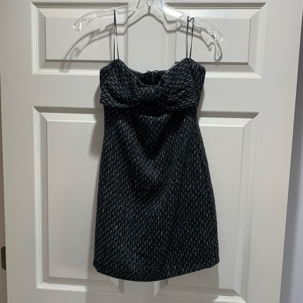 Strapless Black Textured Mini Dress